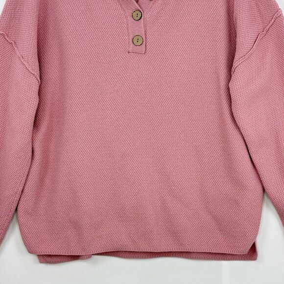 Lillusory Knit Sweater Womens Size XL Pink Henley Oversized - Picture 5 of 15